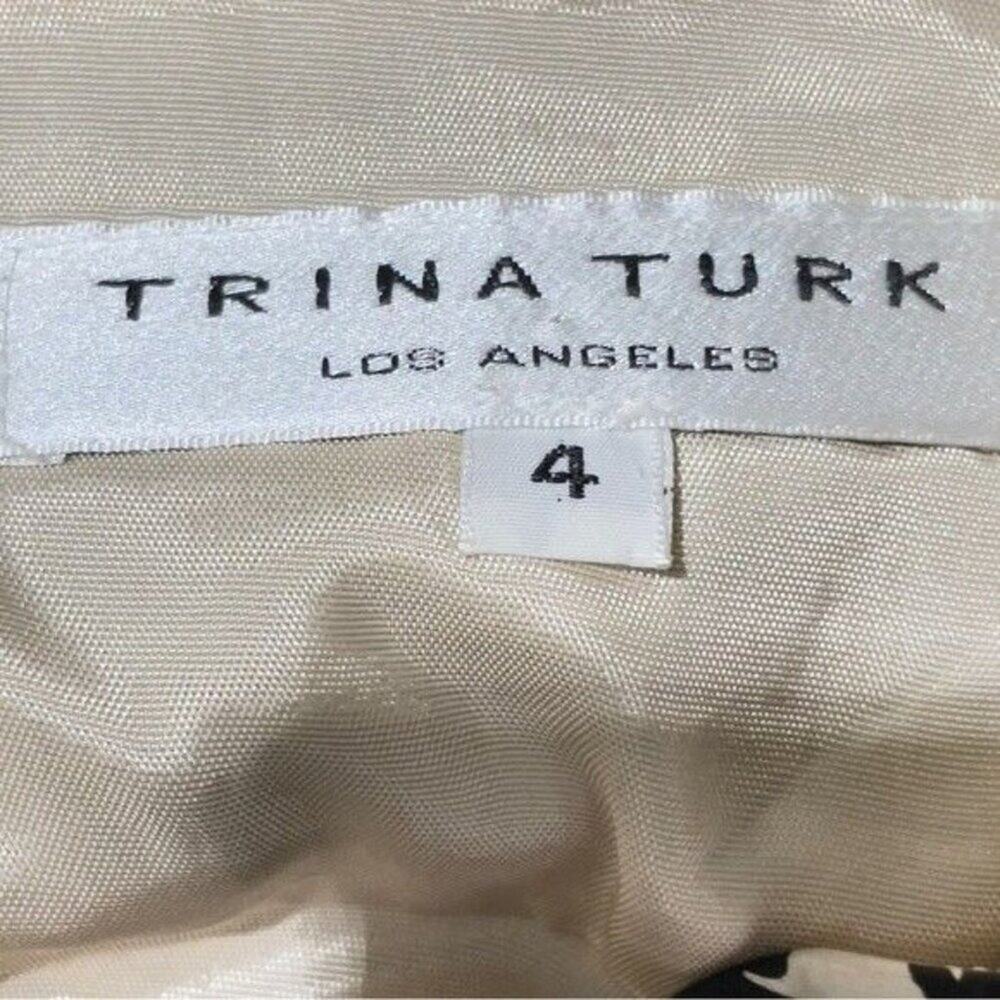 Trina Turk Houndstooth Pleated Skirt Wool Silk Blend Black White Size 4 Lined - Picture 7 of 9